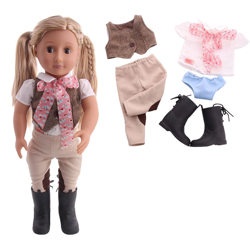 18 pouces notre génération poupée américaine + vêtements de poupée + chaussures de poupée + accessoires de poupée, jouets de fille, cadeau de vacances (sans boîte)