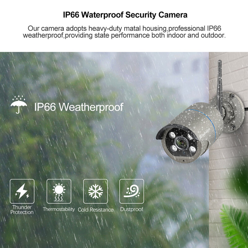 Techage 1080P 2MP Wireless IP Camera Outdoor Waterproof Security Audio WiFi Camera for Wireless CCTV System Kit IP Pro APP View