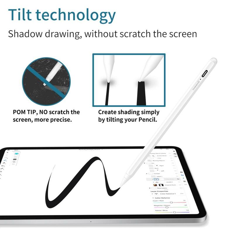 Untuk Pensil iPad dengan Penolakan Telapak Tangan, Pena Stylus untuk Apple Pencil 2 1 iPad Pen Pro 11 12.9 2018 - 2022 Mini 6 untuk Pensil Apple