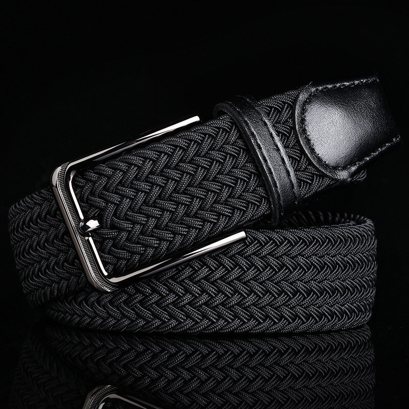 Cinturón de lona informal para hombre, cinturón con hebilla perforada gratis, diseño alargado, nueva tendencia 2022, cinturón elástico tejido a la moda para pantalones