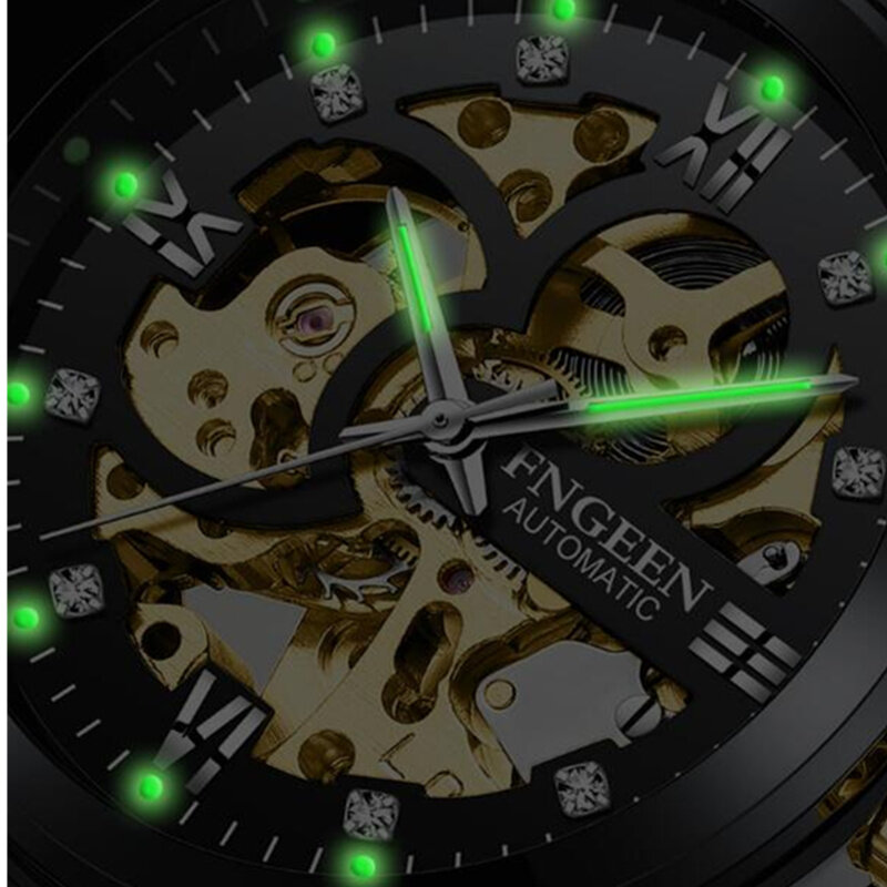 FNGEEN Top Brand Luxury Sport Mechanical Watch Luxury Golden Watch Mens Watches  Montre Homme Clock Men Automatic Skeleton Watch