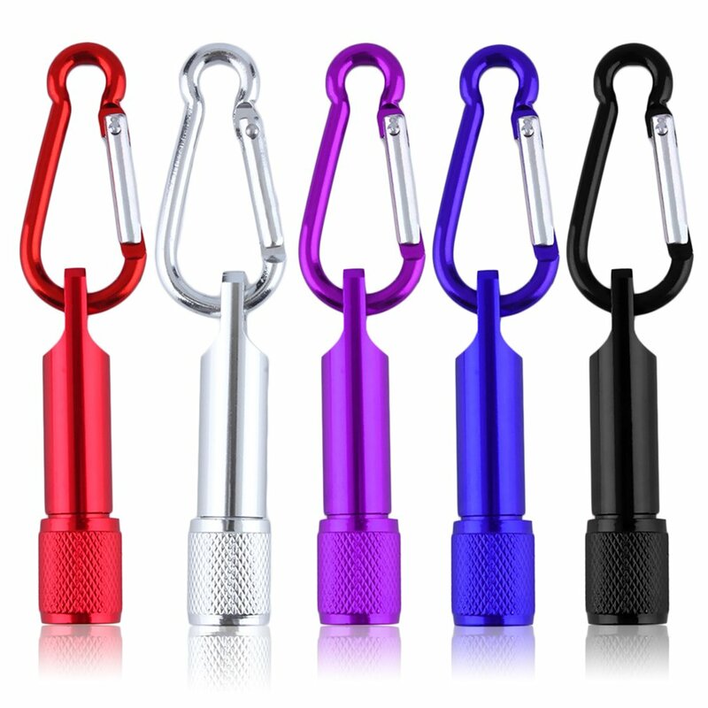 Mini Flashilight Flashlight Carabiner Keychain Hook Lamp Portable 5 LED Mini Flashlight Light Torch Aluminum Keychain