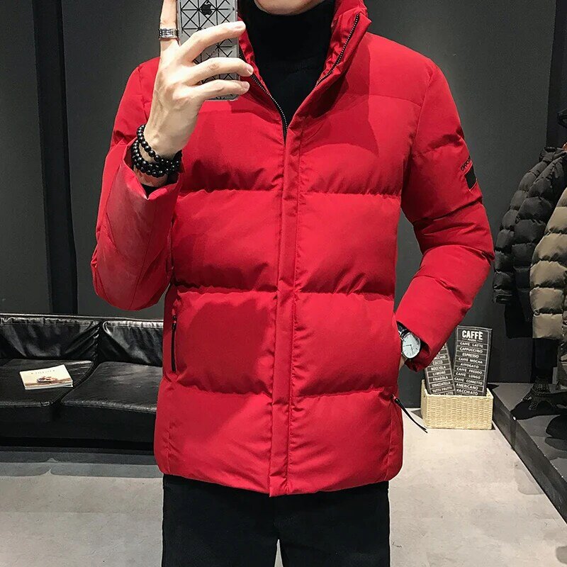 Nova tendência da juventude coreano moda gola de algodão acolchoado jaqueta versátil jaqueta masculina inverno quente algodão acolchoado jaqueta estudante