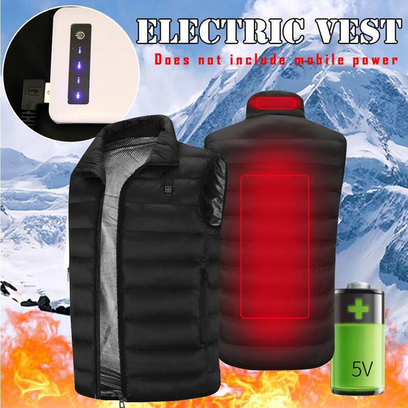 Chaleco calefactor infrarrojo USB para hombre y mujer, chaqueta térmica eléctrica para exteriores, ropa deportiva para senderismo, invierno, novedad