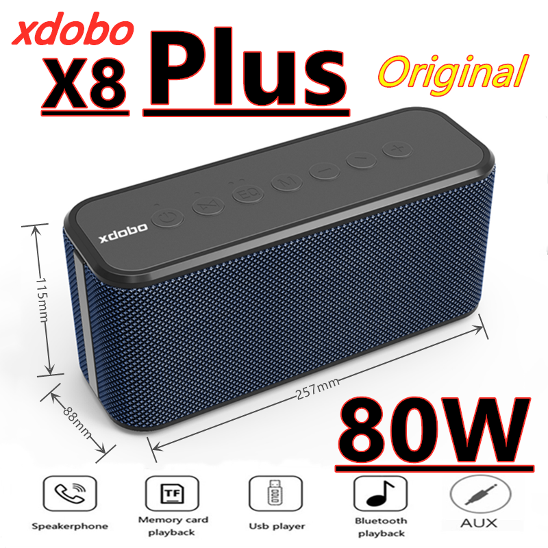 Xdobo X8 Plus Bluetooth Speaker 80W High Power Outdoor Waterproof Super Bass Subwoofer TWS Stereo Surround Acoutic System Column