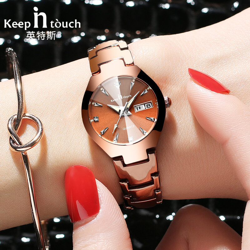 女性のための高級クォーツ時計,高品質の腕時計,小さなダイヤルカレンダー,女性のための,2024