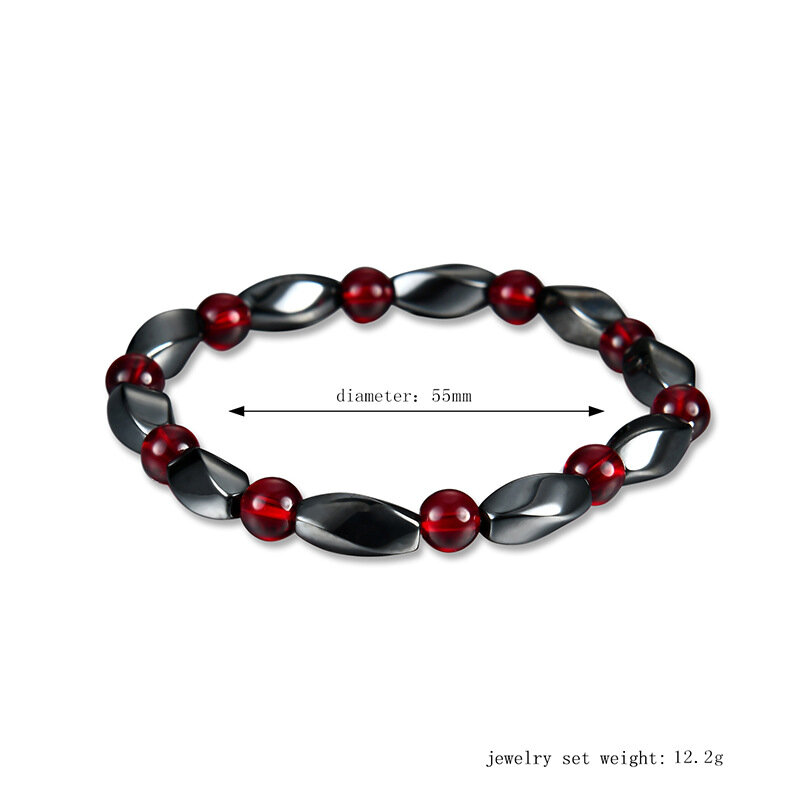 Bracelets en hématite Agates rouges pour hommes, Bracelets à breloques en hématite à énergie Positive pour femmes, Bracelet porte-bonheur en pierre naturelle, bijoux
