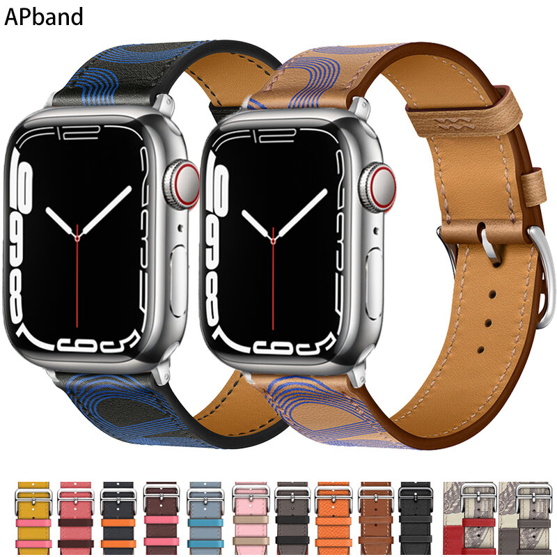 Leder armband für Apple Uhren armband 44mm 45mm 49mm 41mm 40mm Zubehör Armband Correa Armband iwatch Serie 9 7 8 se ultra 2