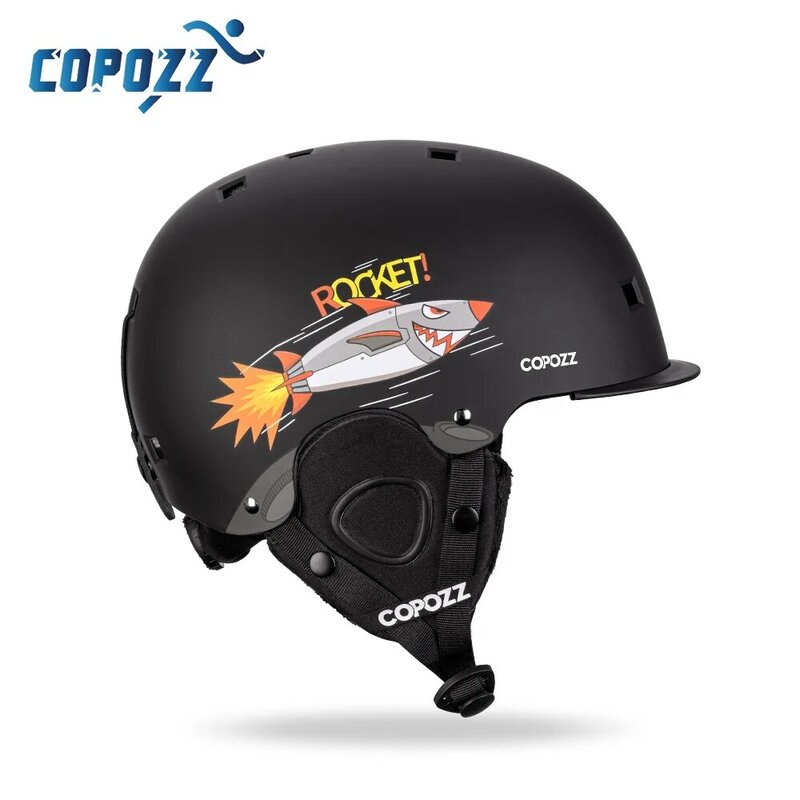 COPOZZ-Capacete de esqui dos desenhos animados para crianças, integralmente moldado, proteção esportiva ao ar livre, capacete snowboard, mulheres e crianças, equipamento de esqui