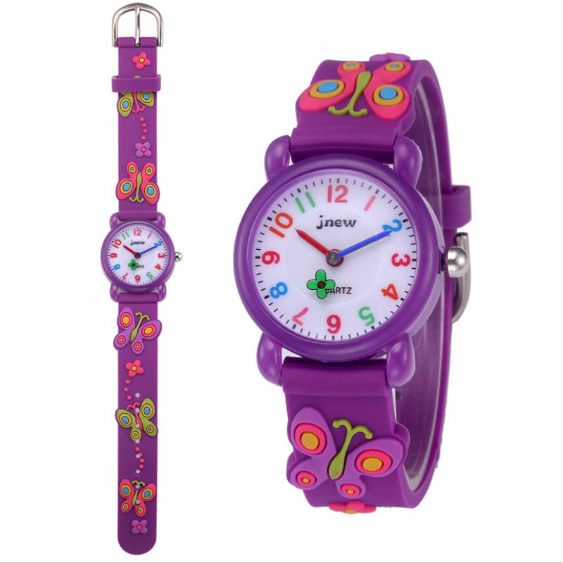 Детские Водонепроницаемые кварцевые часы с 3d-рисунком силиконовой бабочки, часы для начальной школы, спортивные часы для девочек, рождественский подарок для мальчиков