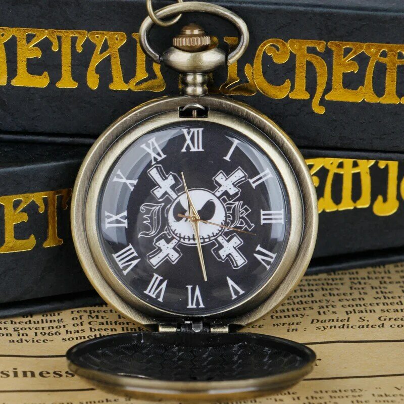 Relógio de bolso quartzo com corrente masculino, colar steampunk requintado, popular