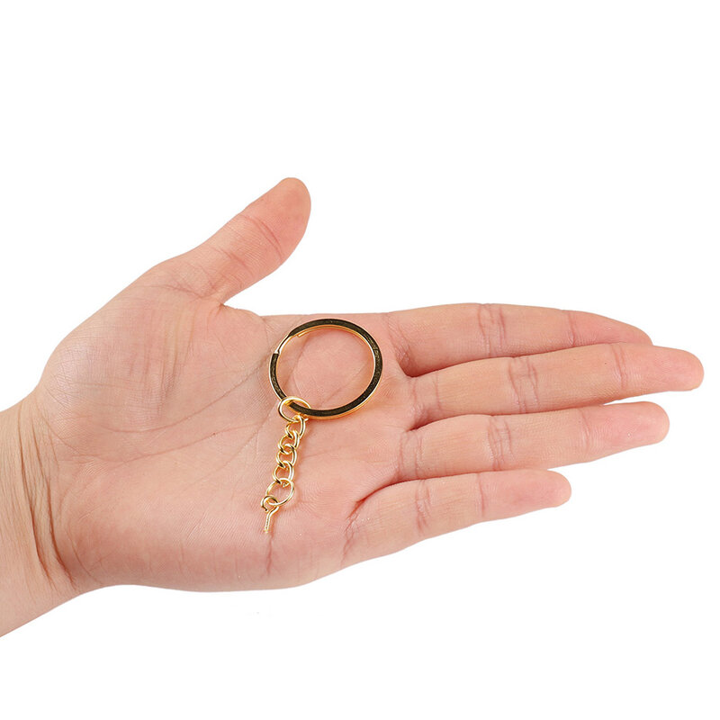 10/20pcs 25 28 30mm Screw Eye Pin Key Chain Key Ring With Eye Screws Round Split Keyrings For DIY Jewelry Making Accessories