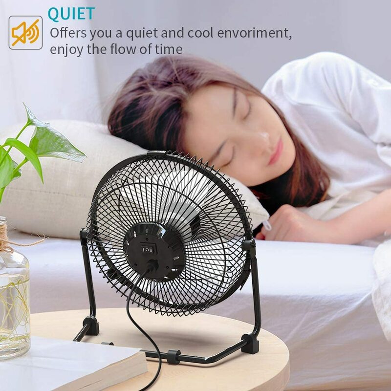 9 Inch Desk Fan USB Powered with USB plug Quiet Portable Fan 2 Speeds Cooling Fan for Home Office Table