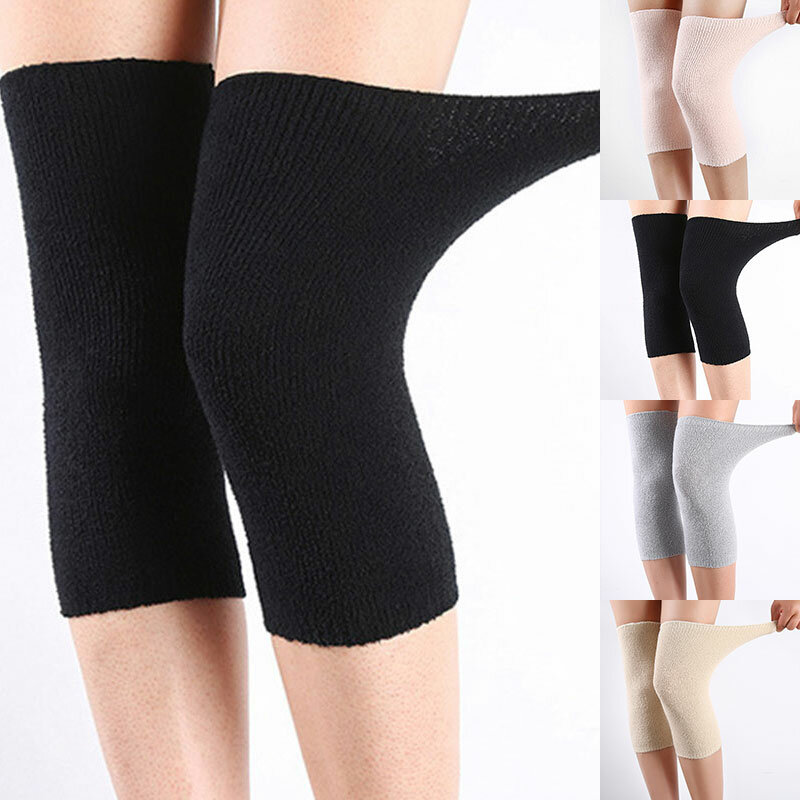 1 Pasang Bantalan Lutut Hangat Musim Dingin Alat Pelindung Arang Bambu untuk Wanita Tua Pria Bantalan Lutut Dukungan untuk Musim Semi Berjalan Pelindung Lutut