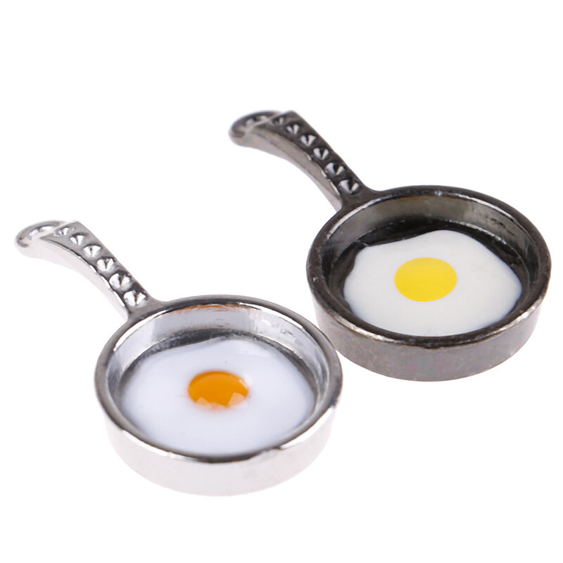 Миниатюрный Кукольный домик 1/12, металлическая сковорода для жарки яиц, кухонные принадлежности