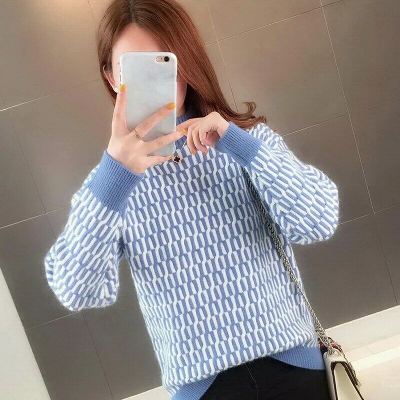 Women Loose Pullover Sweater Long Sleeved Loose Pullover Sweaters Knit Women's Sweater