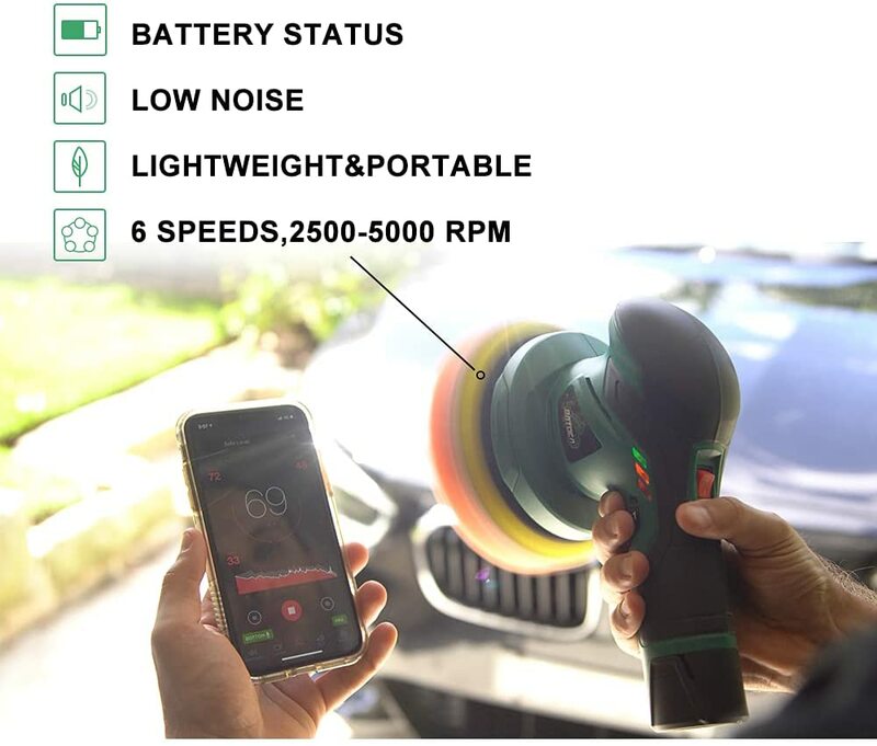Akumulatorowa do polerowania samochodu BATOCA 12V bezprzewodowa polerka do lakieru samochodowego DA bezszczotkowy podwójny bufor działania 2 szt. Bateria litowa 2.0Ah
