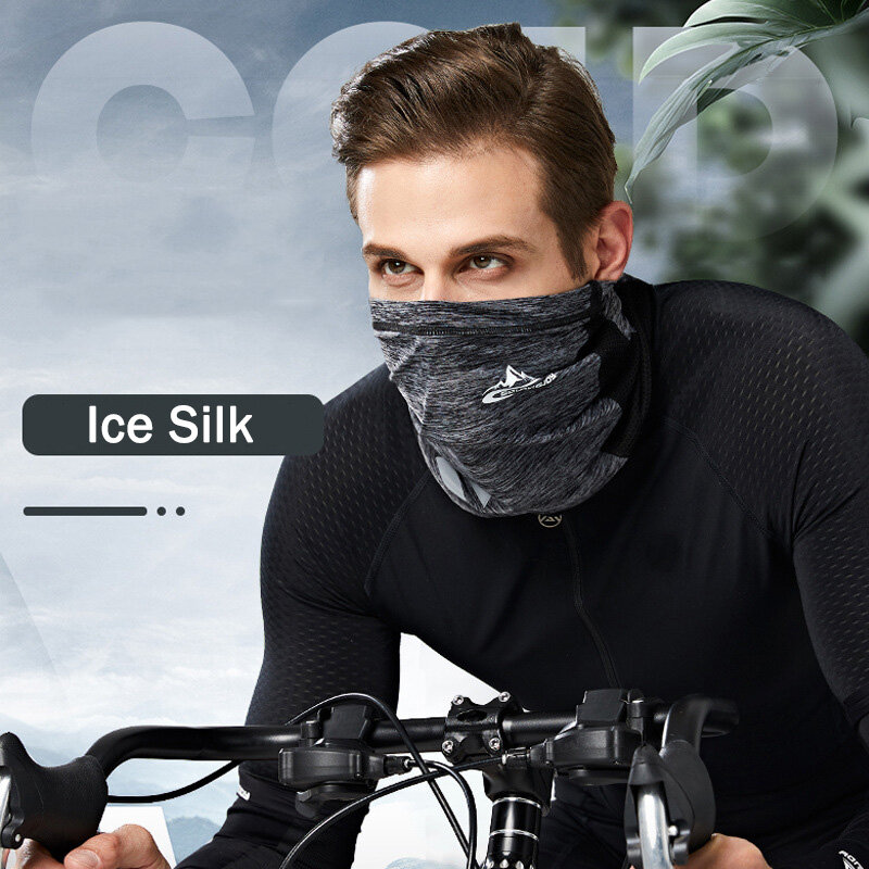 Máscara de proteção solar de verão, cachecol masculino de seda com gelo, respirável, proteção para pilotar ao ar livre, bicicleta, motocicleta, cachecol mágico à prova de vento, resfriamento