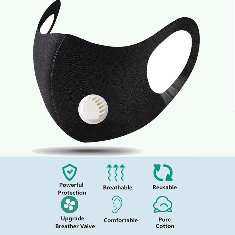 HAPPTYL máscara facial Unisex poliéster algodón PM2.5 Anti polvo máscara filtro a prueba de viento mascarilla de moda transpirable