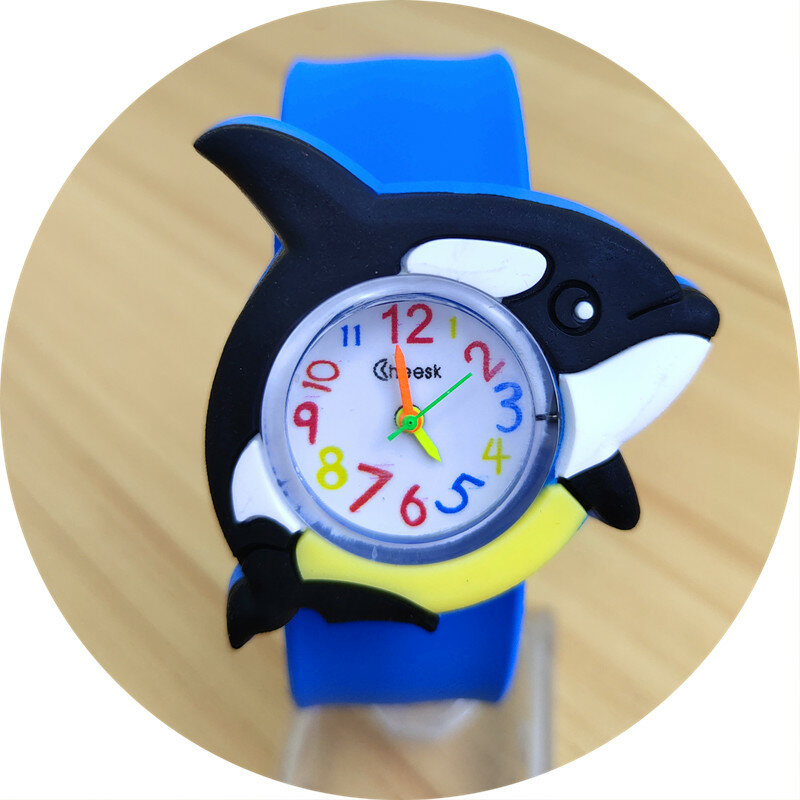 Montre en forme de requin pour enfants, 5 couleurs populaires, sans fermoir, montre-bracelet pour garçons et filles, cadeaux de noël, horloge à Quartz