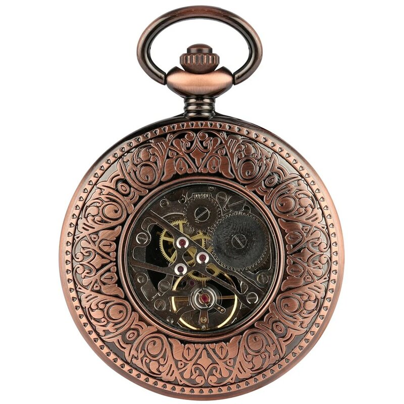 Prachtige Hand-Kronkelende Mechanische Pocket Horloges Mannen Retro Stoomtrein Cover Case Romeinse Cijfers Dial Neckalce Hanger Vrouwen