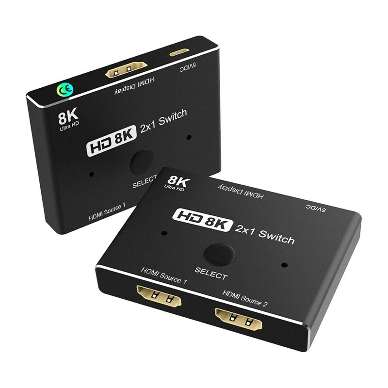 8K zgodny z HDMI 2.1 przełącznik Splitter KVM 2 in1 Out przełącznik Ultra HD do komputera laptop 2 źródła do 1 przełącznika wyświetlacza nowość