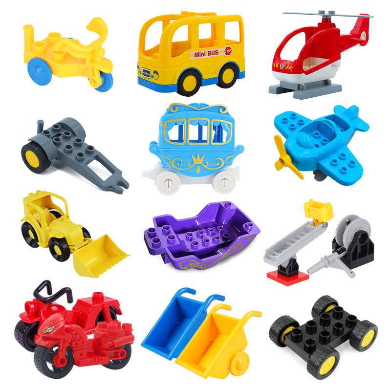 Nowe duże klocki zabawki dla dzieci Cartoon powóz księżniczki samochód samolot Model pojazdu duże rozmiary cegieł prezent dla dzieci