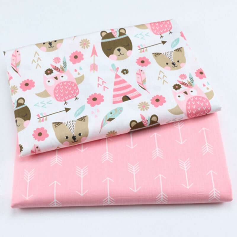 2PCS Unicorn, Floral 100% Cotton Printed Fabric For Making Clothes Sewing Bed Sheet Patchwork Cloth DIY Fabrics For Baby Child
