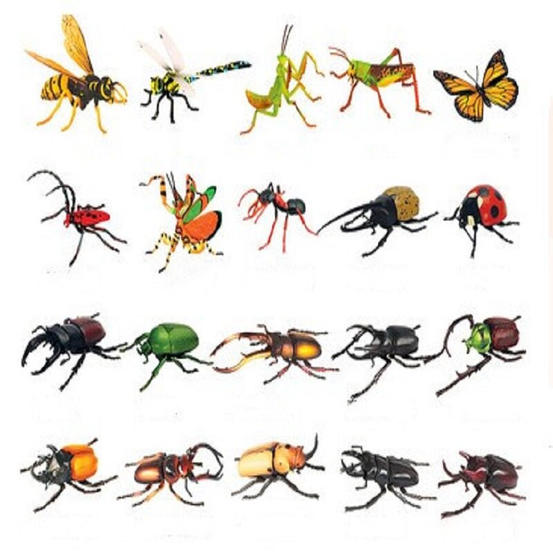4D Stereo Assembleren Dinosaurusei Speelgoed Biologische Insect Model Libel Sprinkhaan Mantis Wesp Pvc Action Figures