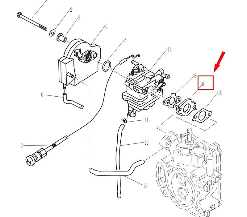 Aislador de carburador F2.6-04000011 para Parsun HDX Mikatsu F2.6, Motor fueraborda
