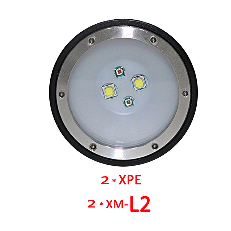 4x XM-L2 LED + 2x XPE LED التصوير فيديو الغوص مضيا 4 LED تحت الماء الشعلة فانوس مقاوم للماء + 32650 بطارية + شاحن