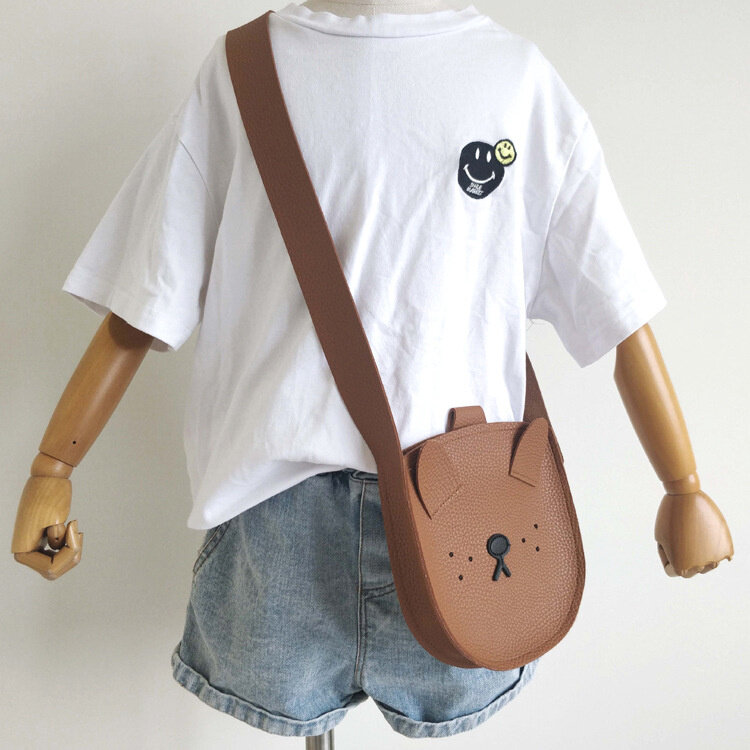 Korean version versatile fashion simple Pu children's dog messenger bag children's shoulder bag zero wallet mobile phone bag
