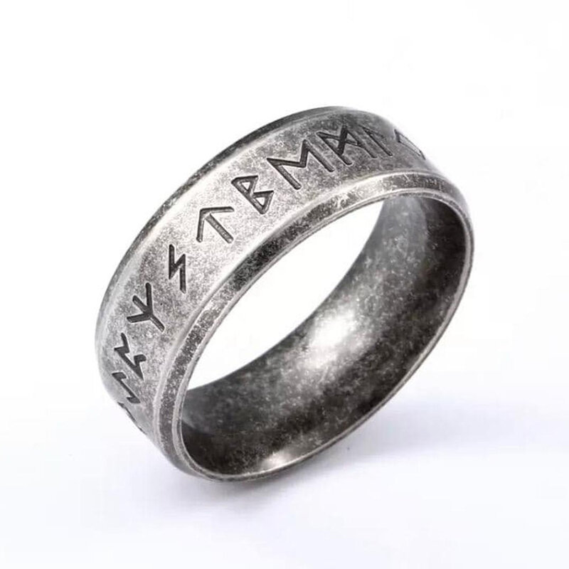 Antik Pria Baja Tahan Karat Odin Norse Viking Amulet Rune Cincin Gotik Punk Viking Simpul Cincin Pria Batu Biker Perhiasan Grosir