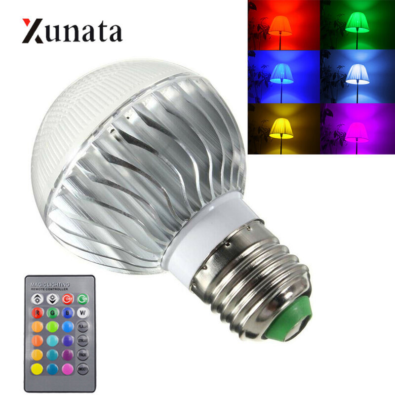 1pc AC85-265V RGB LED Bulb 16 Colors Changeable with Remote Control Magic Dimmable Color LED Night Lamp Stage Light for Decor