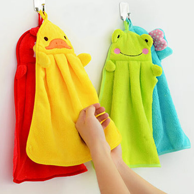 Hot Baby Hand Towel Soft Children's Cartoon Animal Hanging Wipe Bath Face Towel Baby Hand Towel Cartoon Hanging Bath Towel