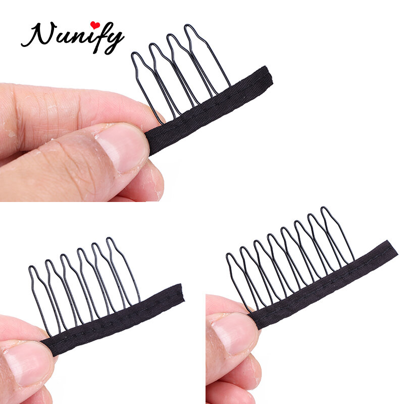 Nunify-مشط شعر مستعار ، 4 مشابك إطالة شعر من الفولاذ المقاوم للصدأ ، مشابك مطاطية