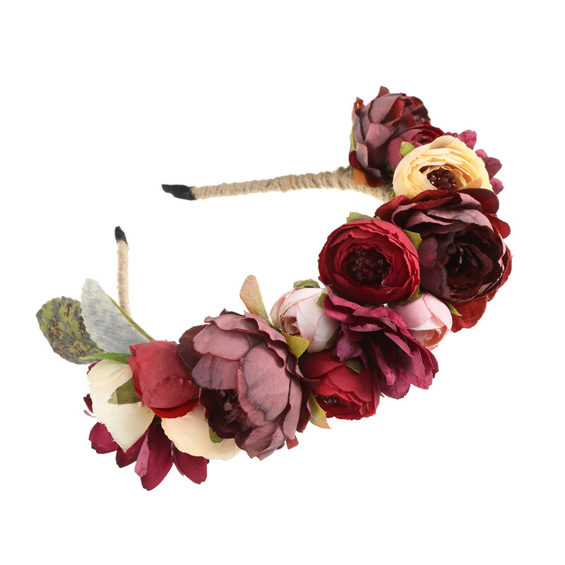 Molans Rose มงกุฎดอกไม้โรแมนติกดอกไม้ Headband เจ้าหญิง Headdress Garlands สำหรับเจ้าสาวแต่งงานอุปกรณ์เสริมผมหญิง...