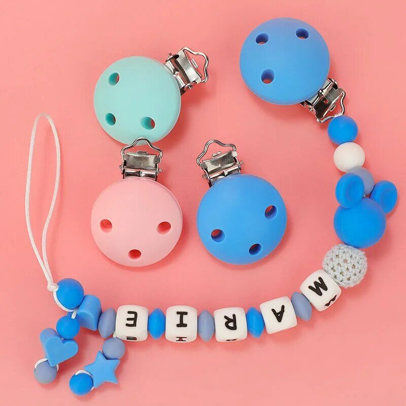 TYRY.HU-Pinzas redondas de silicona para chupete de bebé, accesorios de cadena para chupete, sin BPA, 5 unids/set por juego