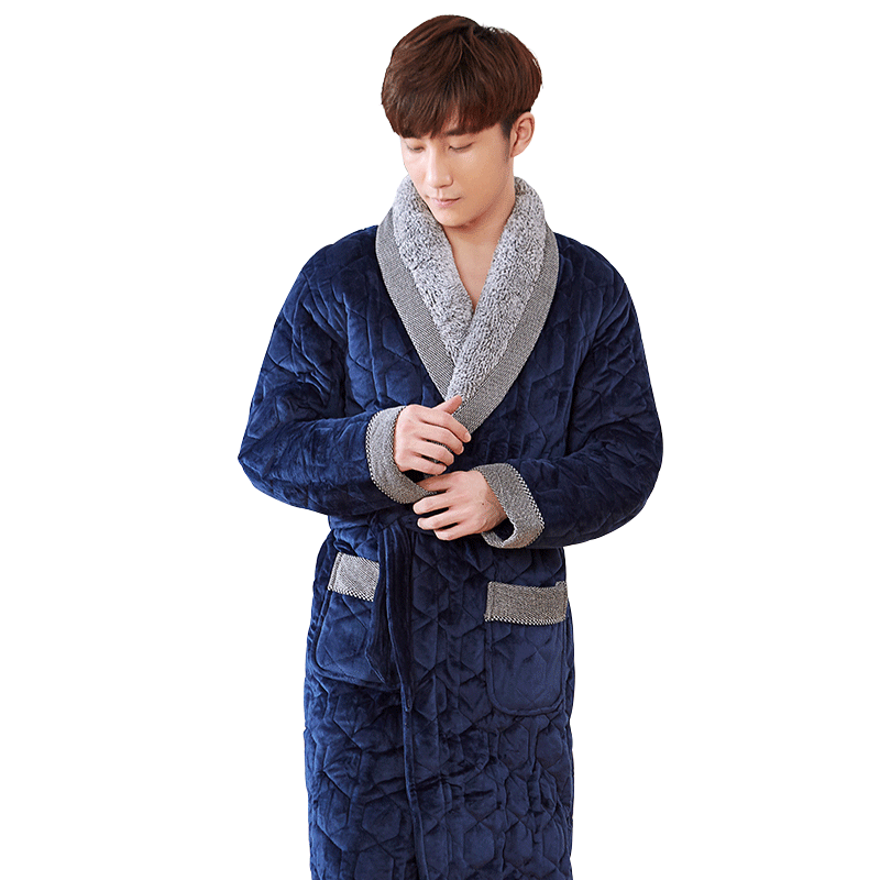 Peignoir trois couches en velours et coton rembourré pour Homme, Kimono épais de grande taille, Peignoir chaud pour l'hiver