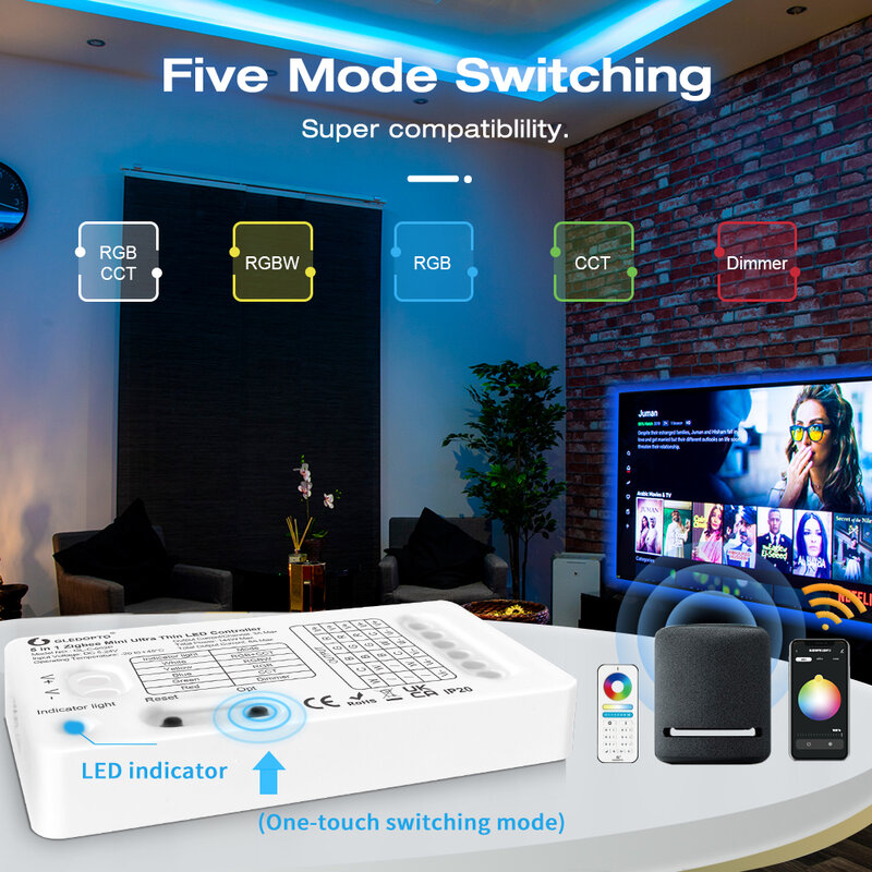 Smart Zigbee 3,0 LED Streifen Licht 5 In 1 Controller Dimmer Arbeit mit Echo Plus & Smart Hub Controller für alexa Voice Control