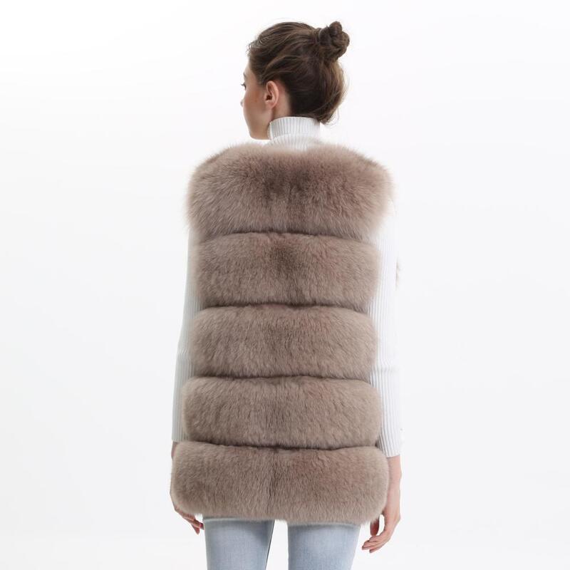 Chaleco de piel de zorro Real para mujer, abrigo de piel auténtica, chaqueta cálida, chaleco de piel Natural