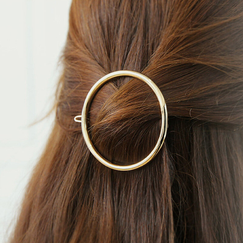 Fashion Geometric Mental Hairpins for Girls Triangle Moon Hair Pin Lip Round Star Hair Clip for Women Barrettes Hair Accessories