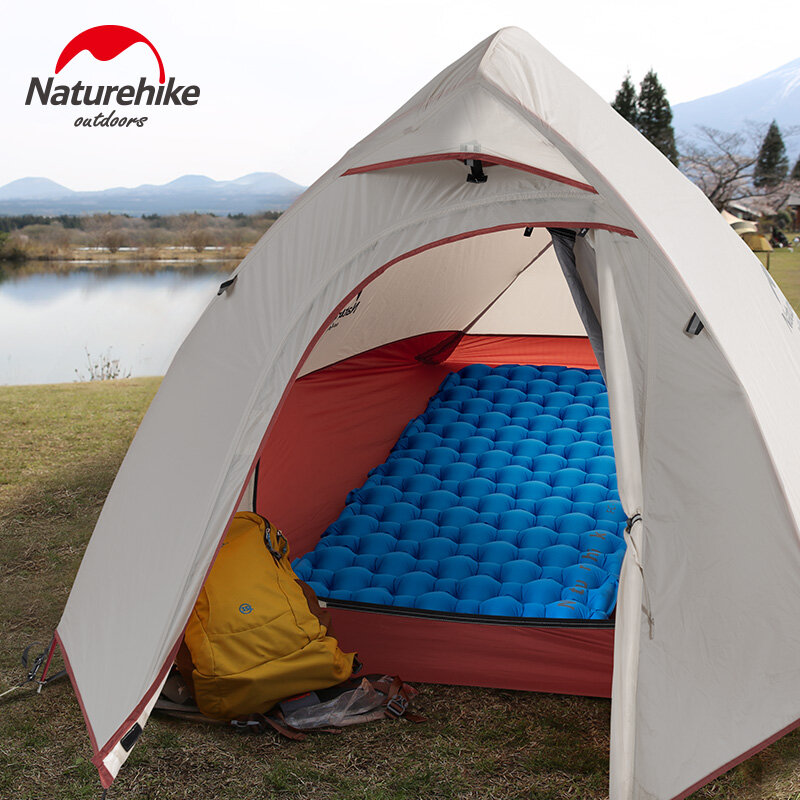 Naturehike-colchão de ar inflável, ultraleve Camping Mat, cama de dormir, nylon dormir Pad