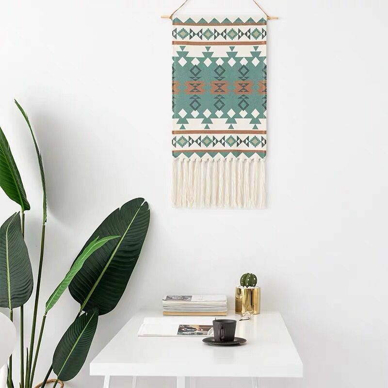 Nordic Tapestry Living Room Wall Decoration Hanging Cloth Refrigerator Block Cloth Cotton Linen Cloth Art Hanging Act the Role