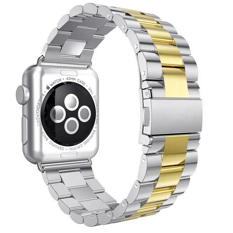 Pulseira de aço inoxidável para apple watch 44mm 40mm 42mm 38mm 5 4 3 2 pulseira de metal para a série iwatch com conector