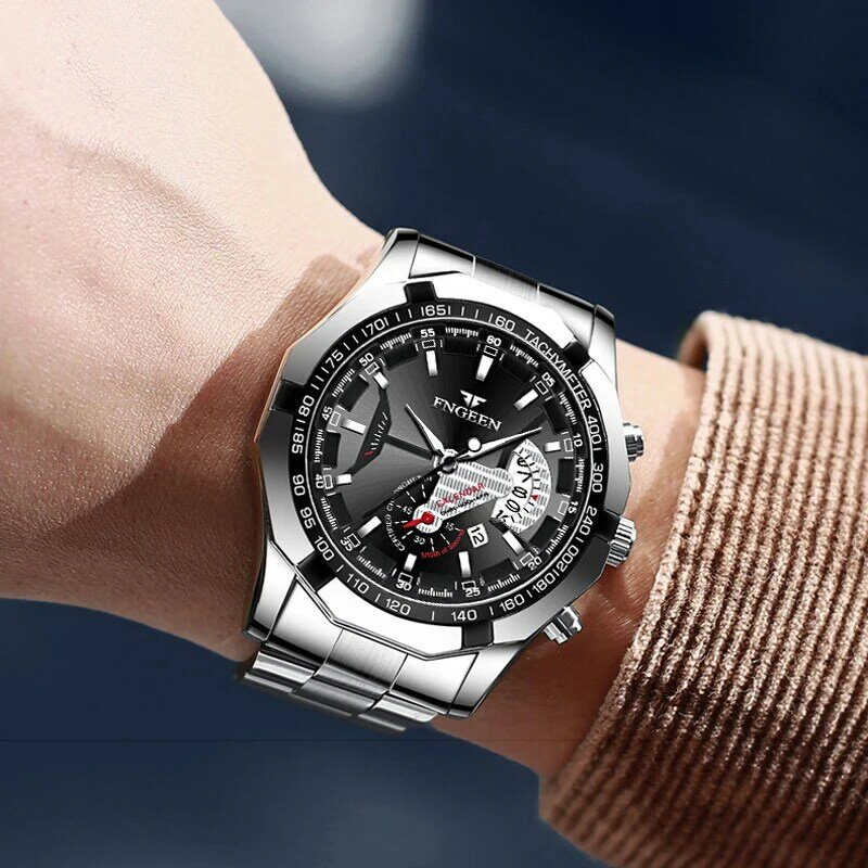FNGEEN-Montres à quartz étanches pour hommes, montre-bracelet de sport militaire décontractée, horloge de luxe, nouveau concept, mode masculine, S001