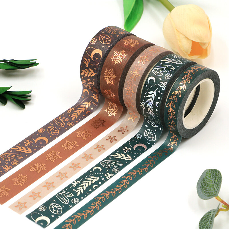 Vintage Maple Leaf Foil Masking Washi Tape, fita adesiva decorativa, DIY Scrapbooking adesivo, etiqueta de papelaria