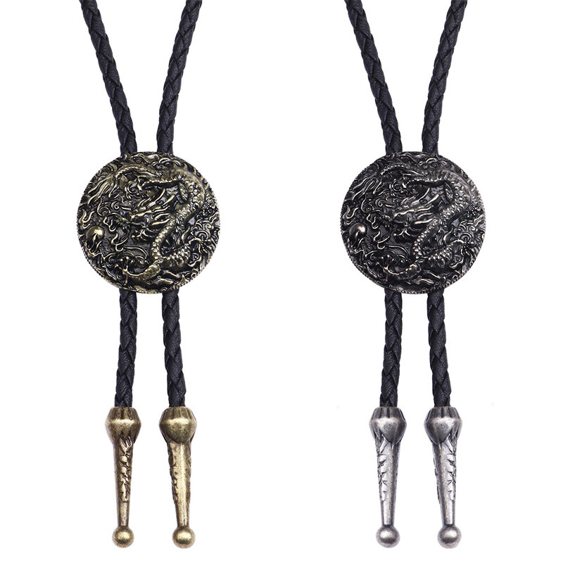 Новое ожерелье, ювелирные изделия, Бронзовый Китайский дракон, кулон в этническом стиле, Длинная кожаная цепочка на свитер, кулон для мужчин