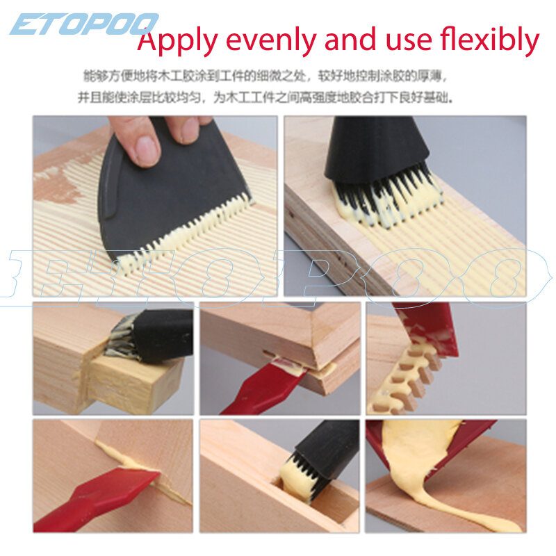 Kit de herramientas de cepillo de silicona para carpintería, 4 piezas, cepillo de pegamento suave sin lavado, raspador plano, bandeja de pegamento, herramientas de cepillado de madera