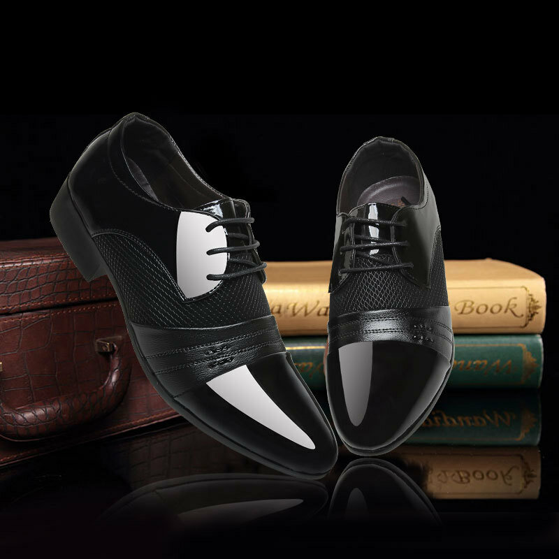Sapatos casuais e sólidos de couro masculinos, sapatos casuais de marca da moda para negócios, tamanho grande, novo, 2019